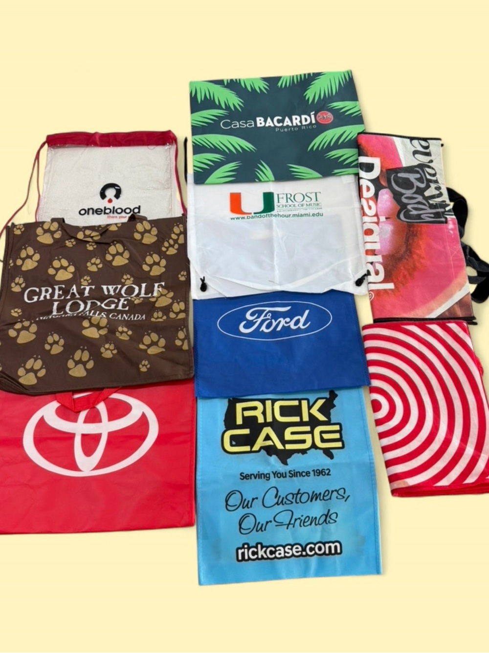 Bundle of 9 Branded Promotional Bags.